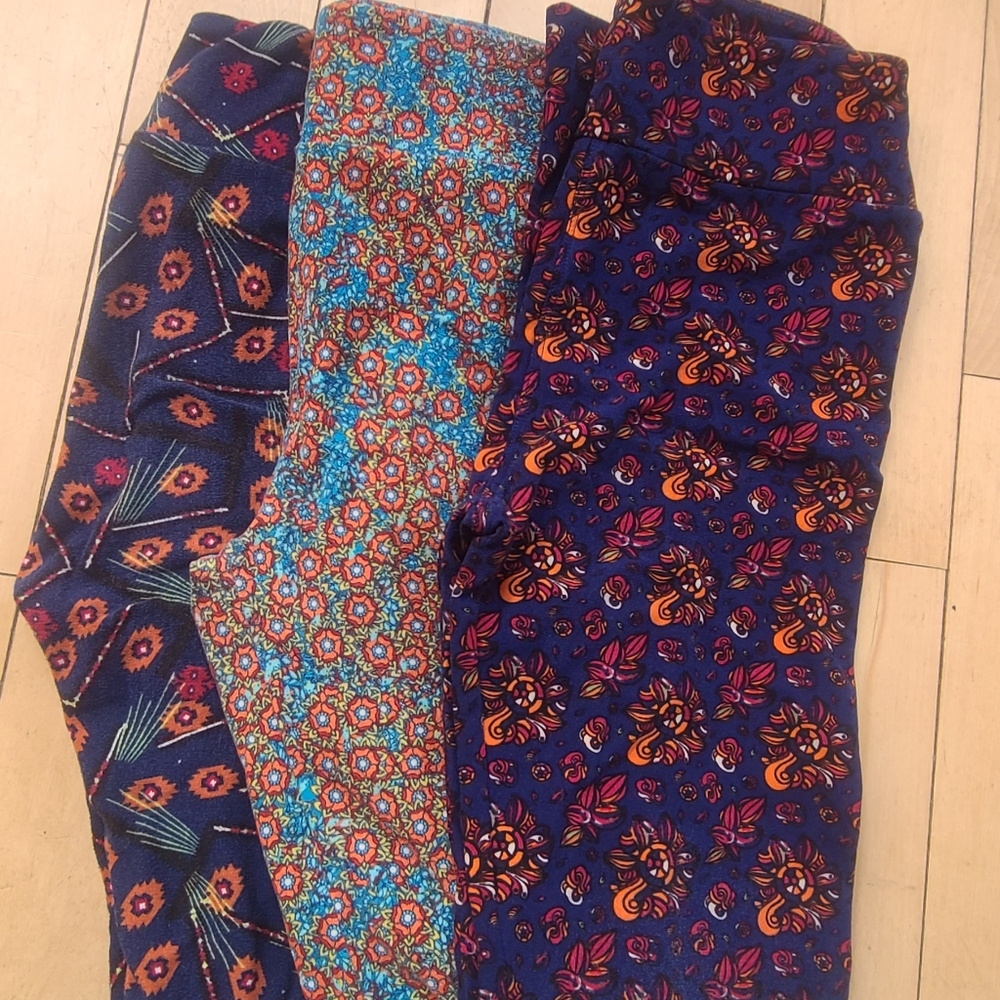LuLaRoe Leggings in Blue and Orange Patterns